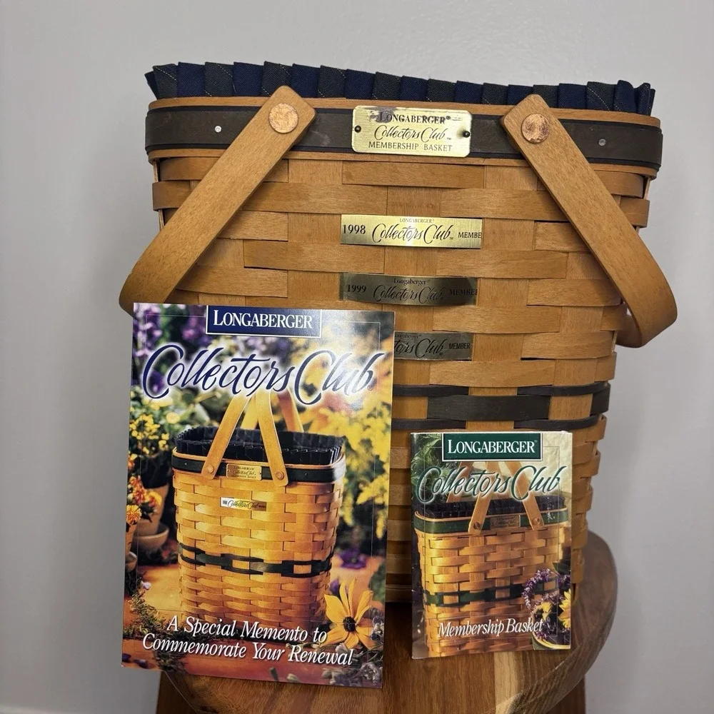 Longaberger Vintage Collectors Club Membership Basket Fabric & Plastic Liner
